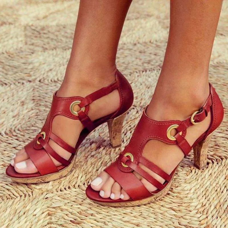 Women's Roman Sandals – Open Toe Pointed Leather Black Heels for Summer 2025, Outdoor Leisure Sandals